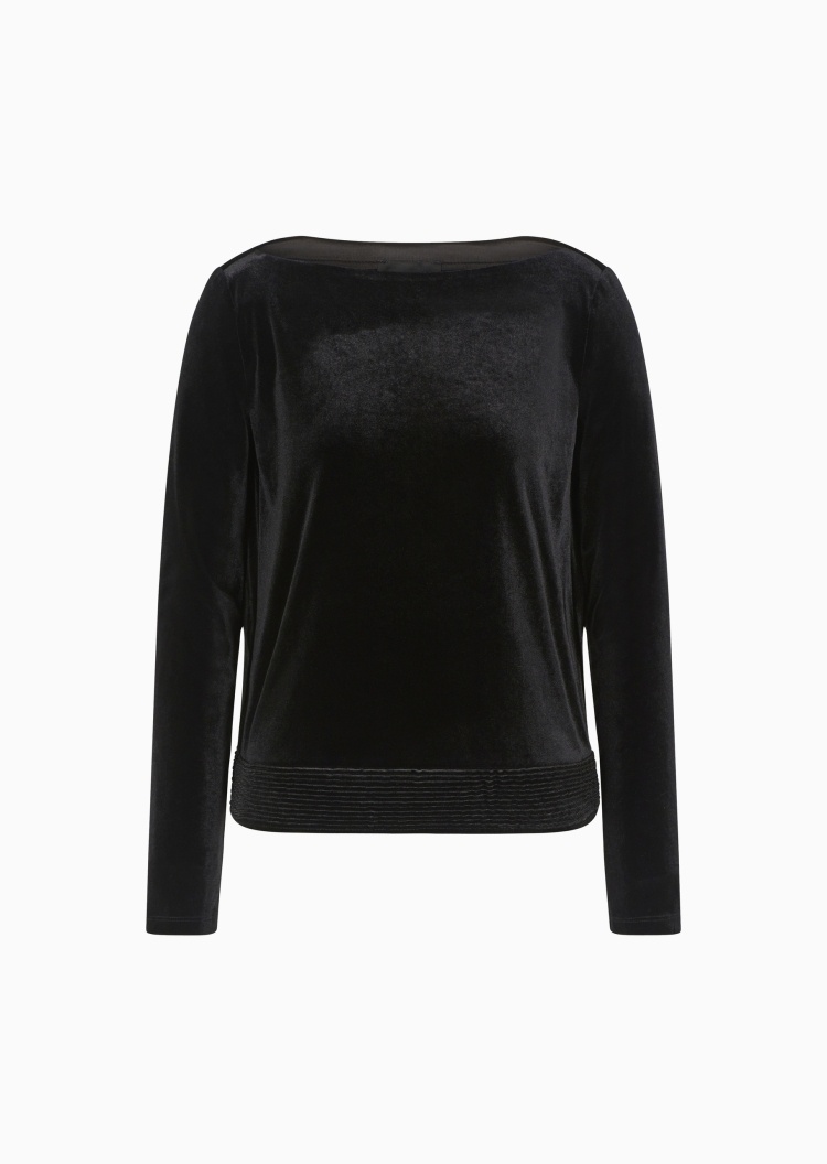 Emporio Armani 女士长袖船领罗纹优雅时尚针织衫