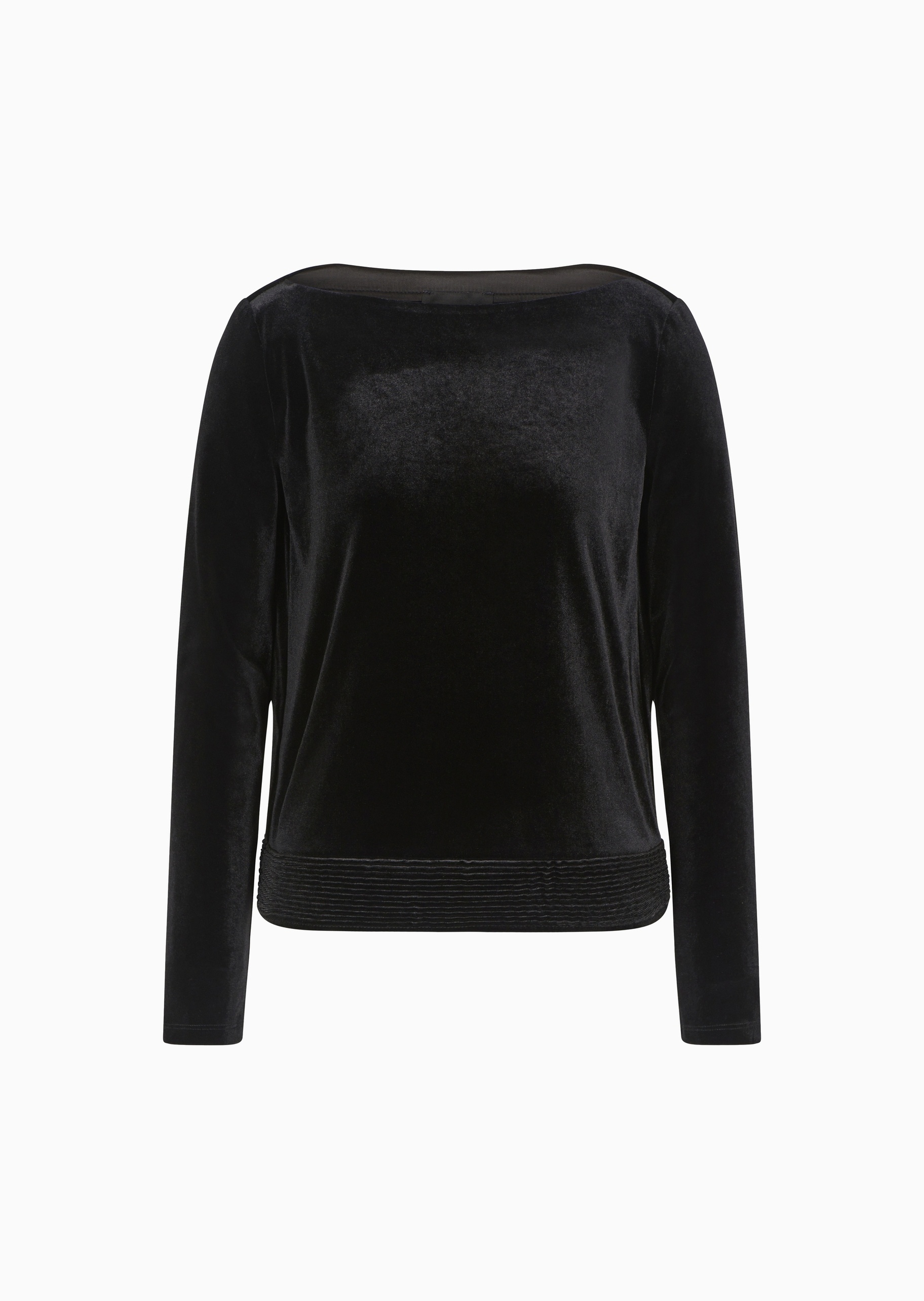 Emporio Armani 女士长袖船领罗纹优雅时尚针织衫