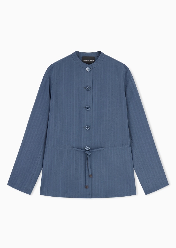 Emporio Armani 女士小立领老钱风秀场同款衬衫式夹克薄外套