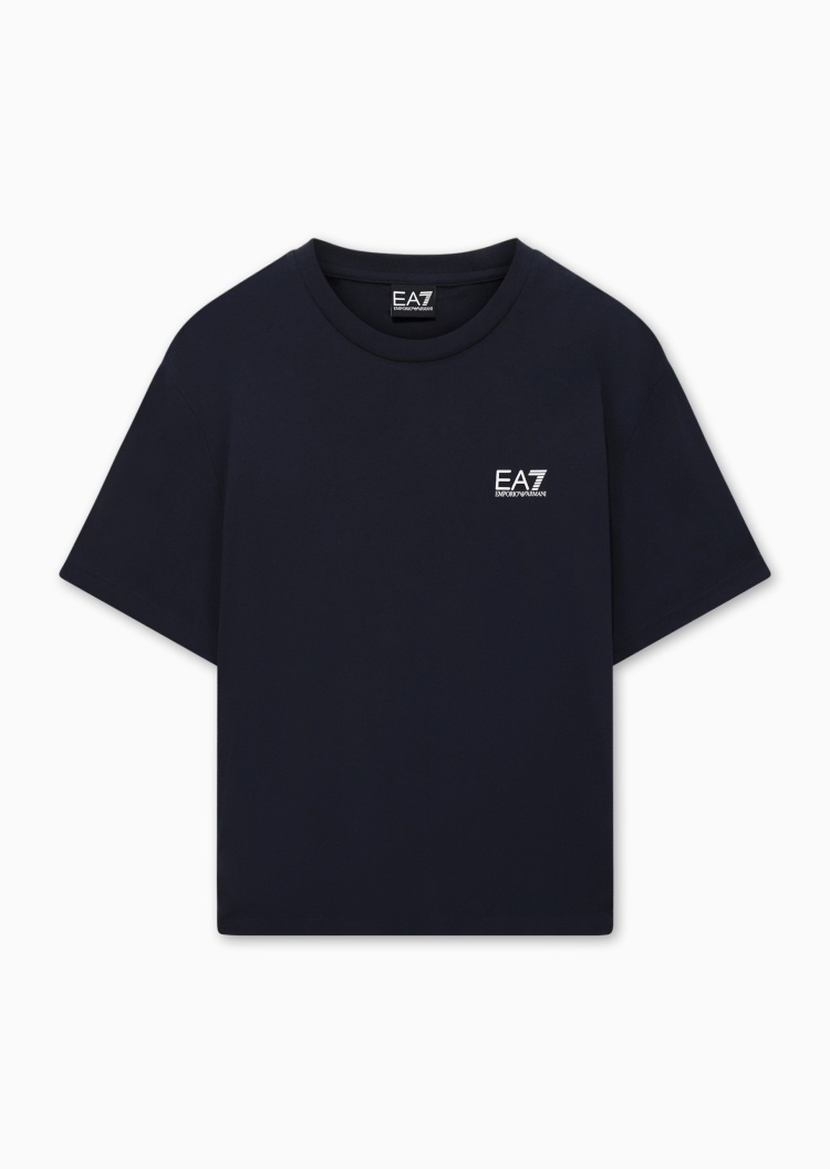 EA7 男士纯棉合身短袖圆领正肩运动T恤