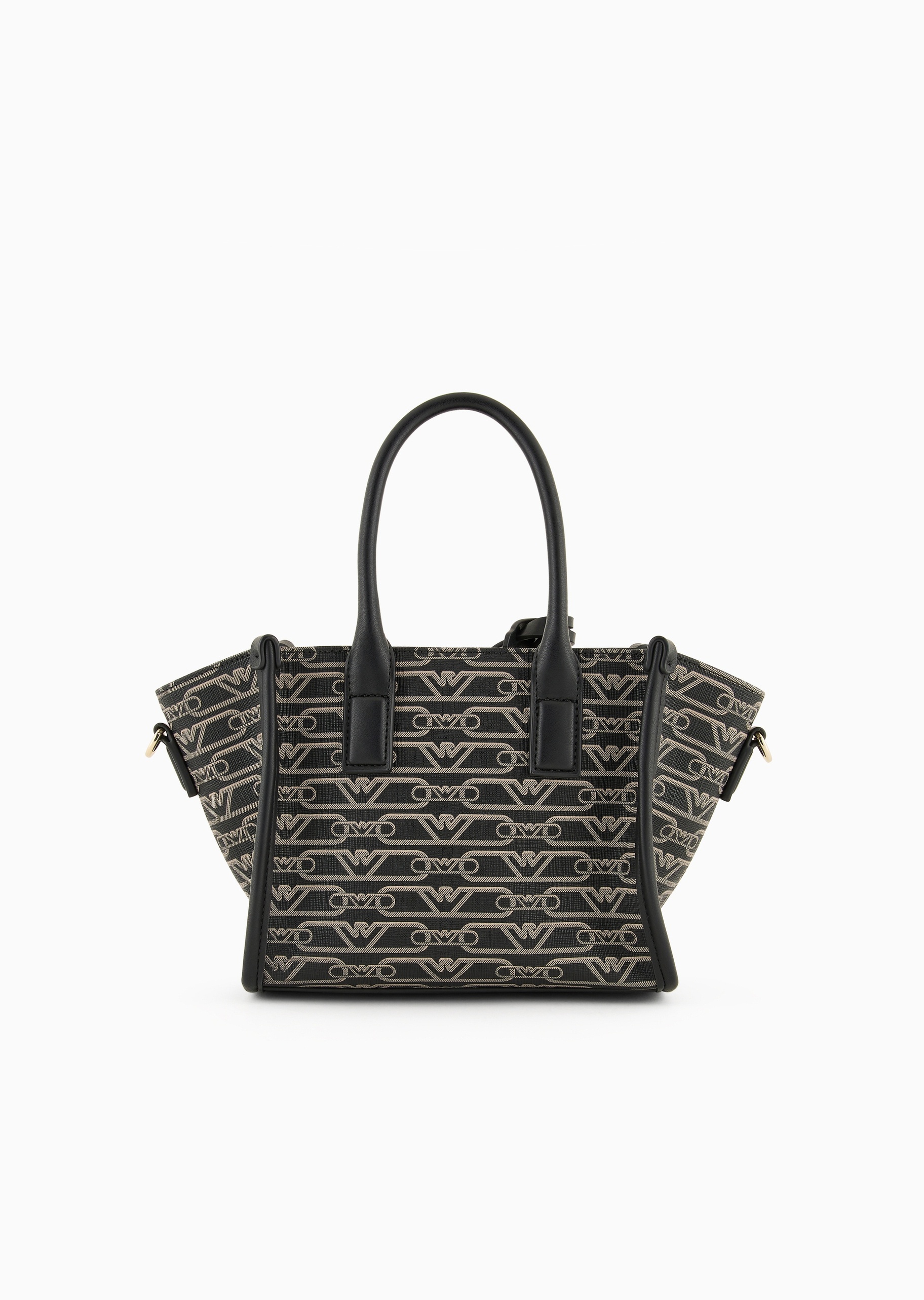 Emporio Armani 女士小号拉链可拆肩带老花手提斜挎托特包