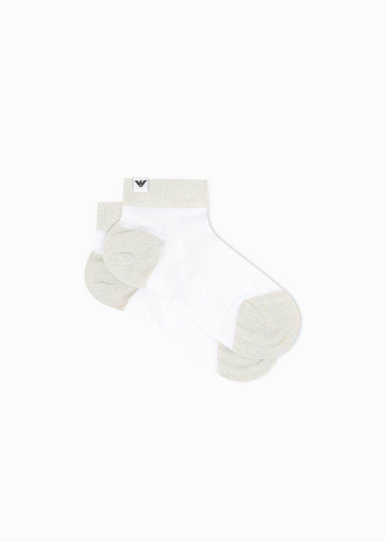 Emporio Armani 女士微弹短筒金银丝撞色时尚袜子