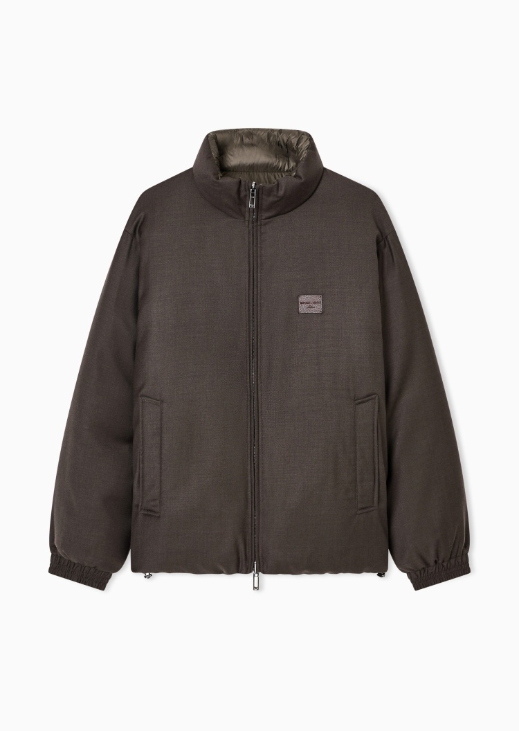 Emporio Armani 男士长袖立领双面穿拉链门襟面包服羽绒服