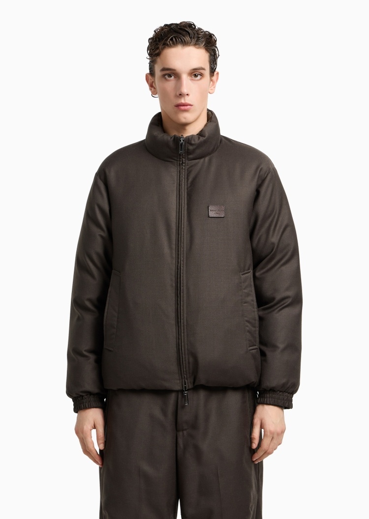 Emporio Armani 男士长袖立领双面穿拉链门襟面包服羽绒服