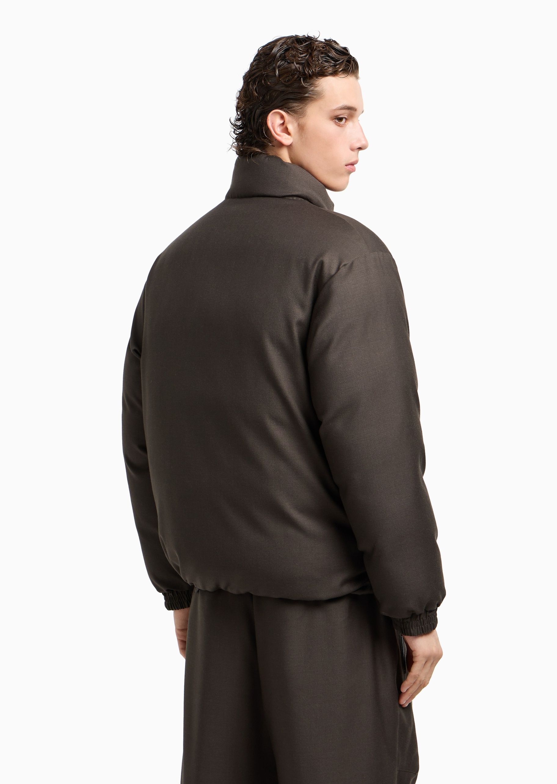 Emporio Armani 男士长袖立领双面穿拉链门襟面包服羽绒服