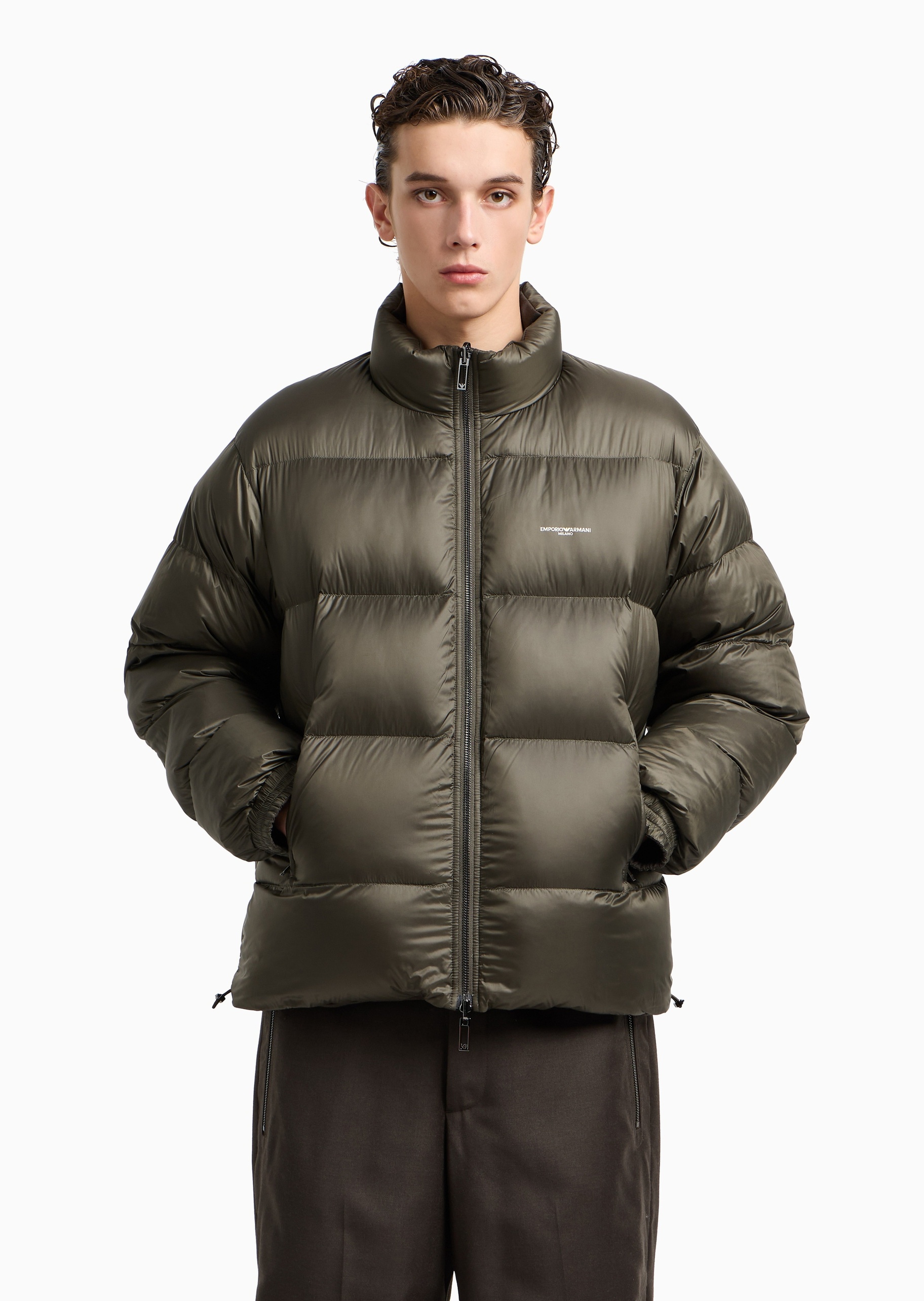 Emporio Armani 男士长袖立领双面穿拉链门襟面包服羽绒服