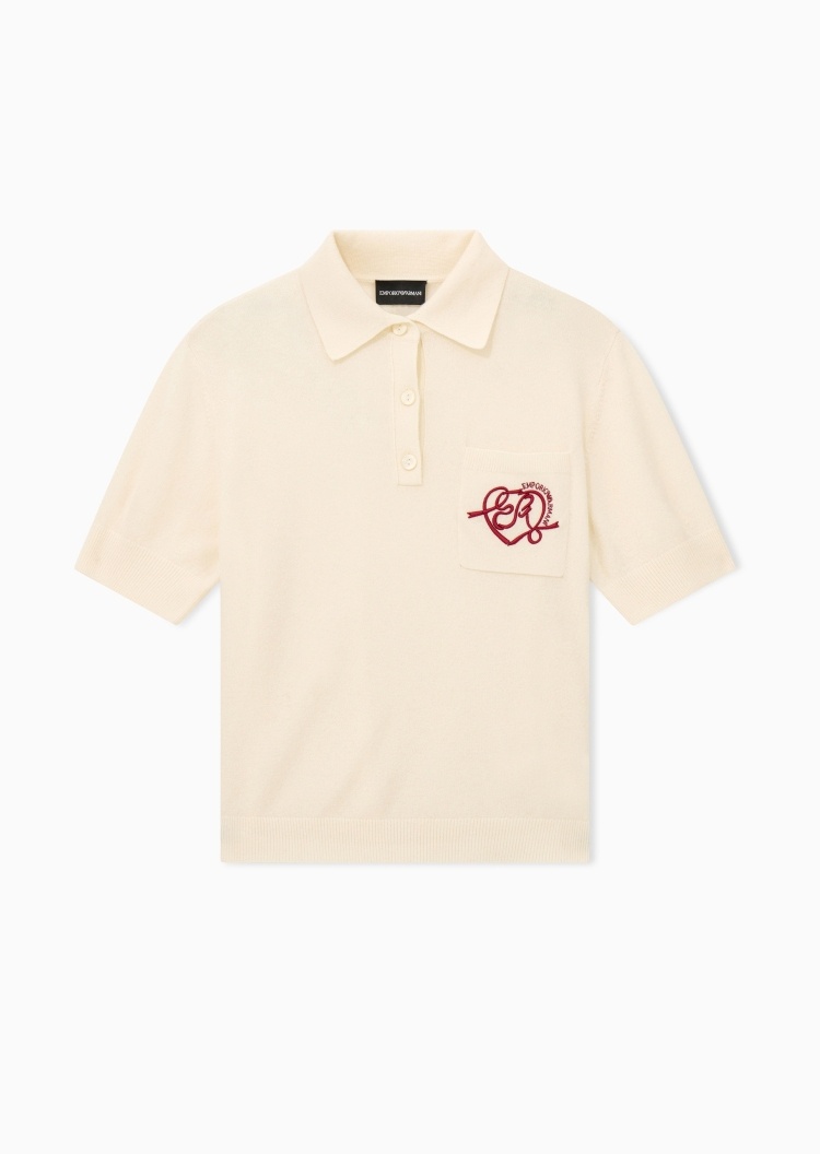 Emporio Armani 七夕限定女士短袖Polo领刺绣针织衫
