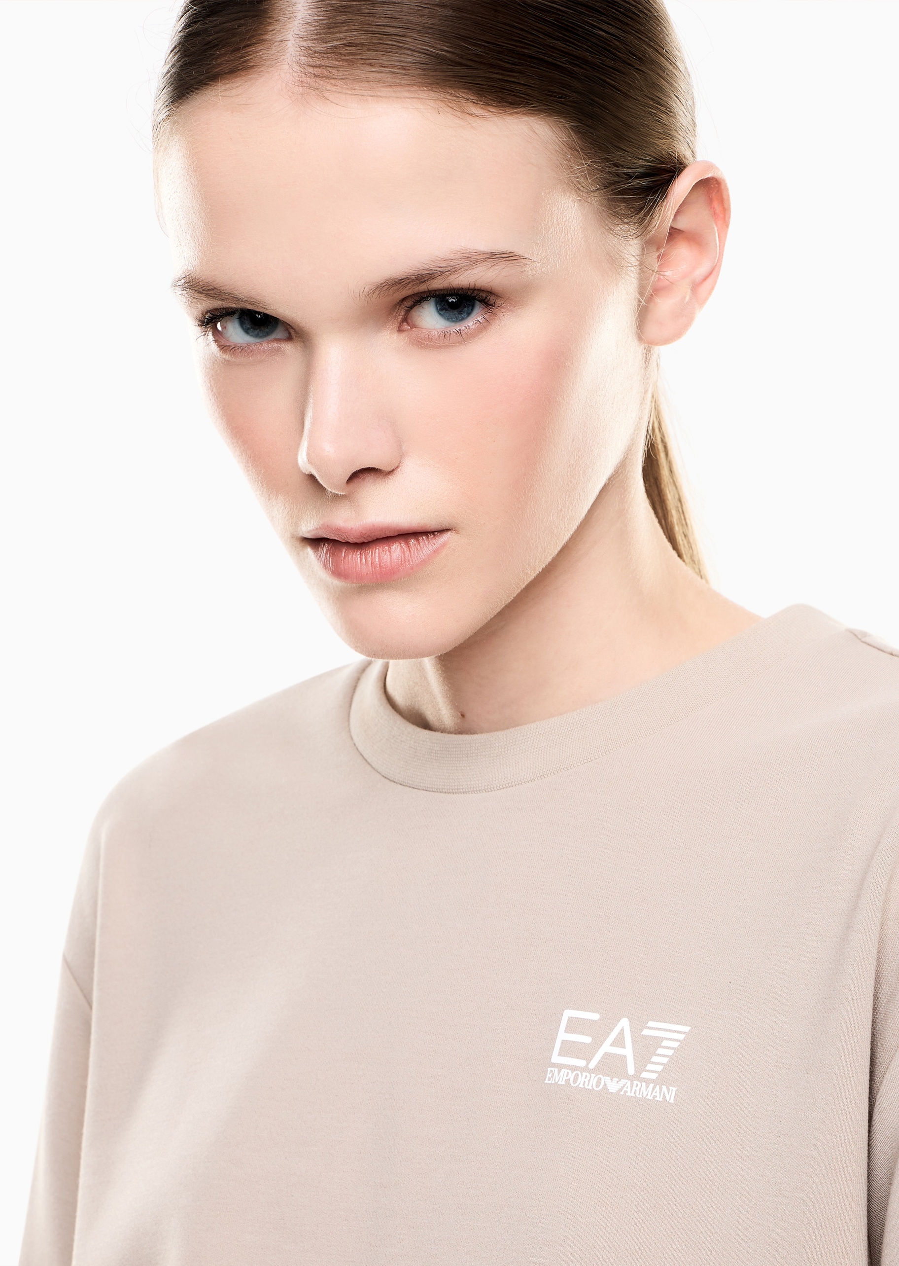 EA7 女士圆领卫衣束脚长裤标识织带运动套装