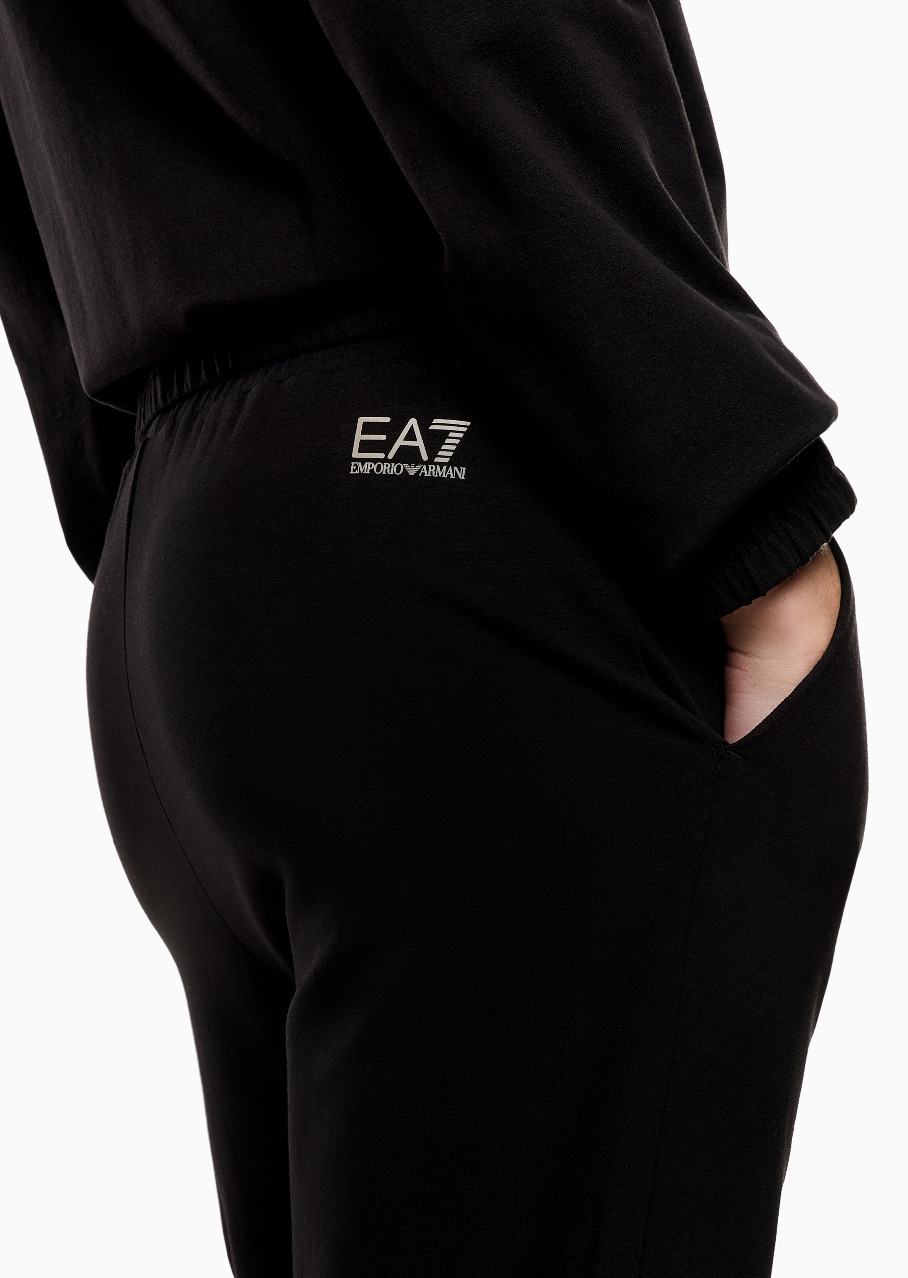 EA7 女士连帽卫衣长裤水钻徽标毛圈运动套装