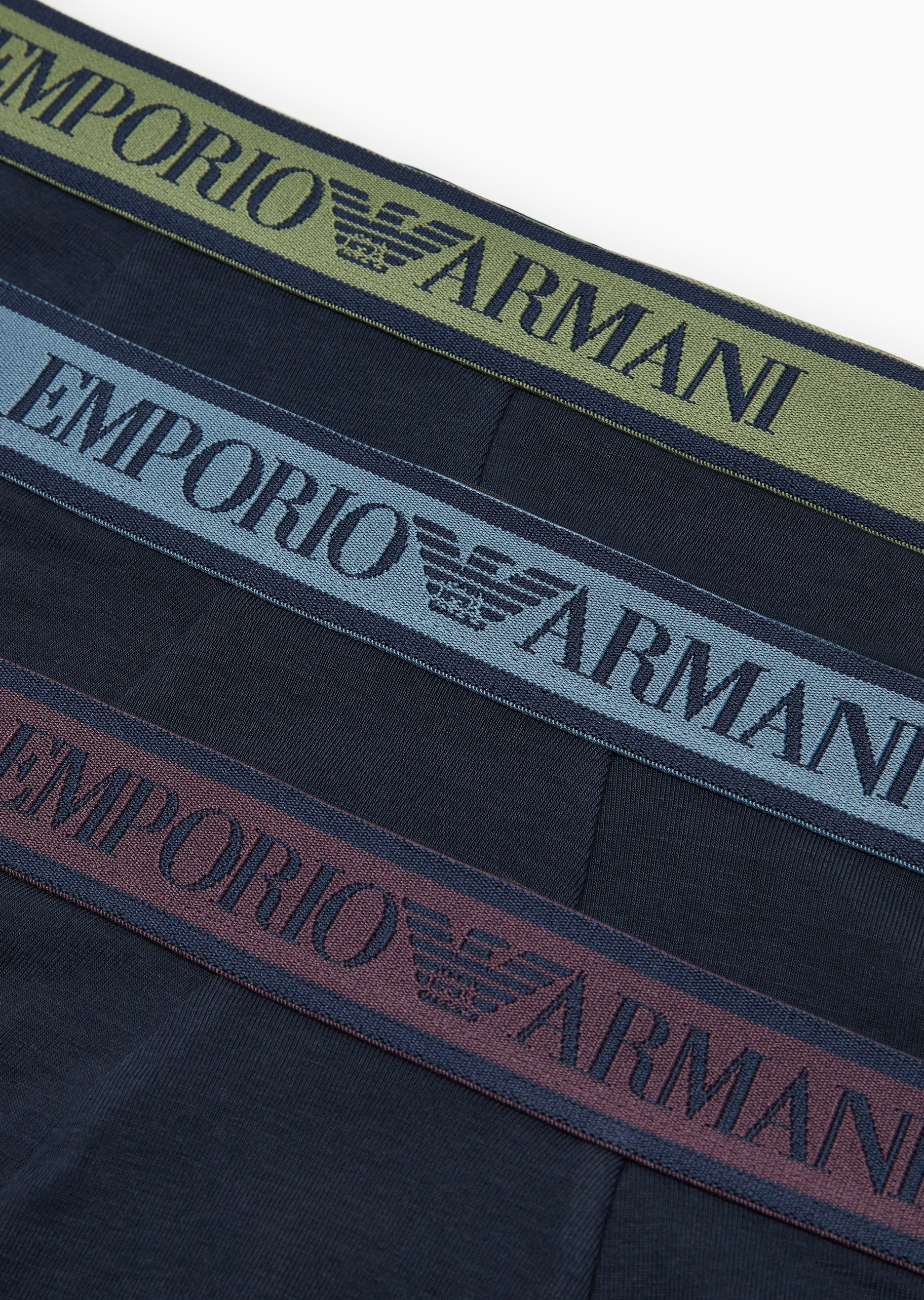 Emporio Armani 男士纯棉弹力合身松紧腰平角三条装内裤套装