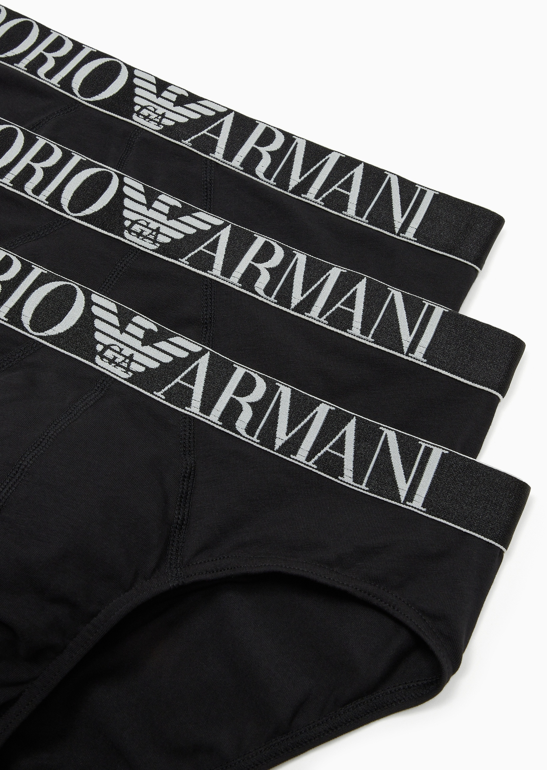 Emporio Armani 男士纯棉弹力合身松紧腰三角三条装内裤套装