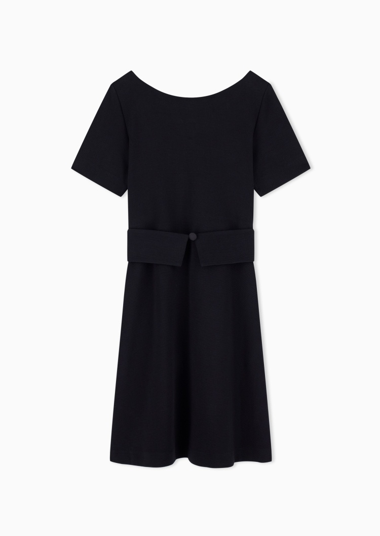 Emporio Armani 女士微弹短袖喇叭纯色优雅连衣裙