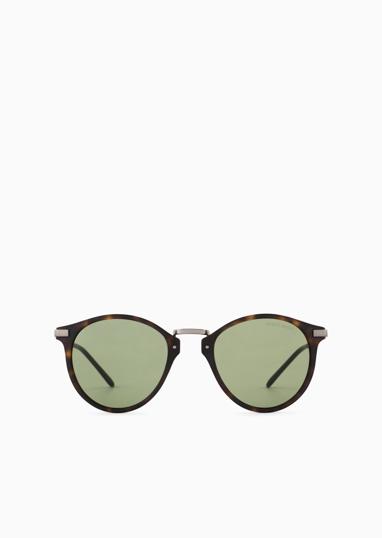 Giorgio Armani 男士圆形镜框复古时尚潮流太阳眼镜