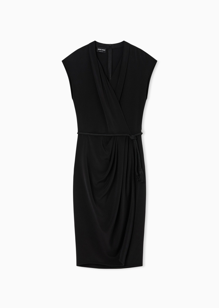 Giorgio Armani 女士无袖V领配腰带垂感优雅连衣裙
