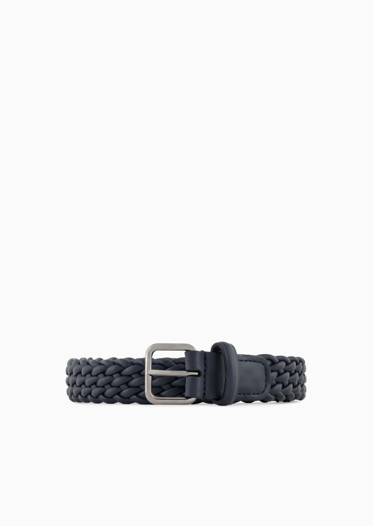 Giorgio Armani 男士牛皮革金属带扣编织风时尚针扣腰带