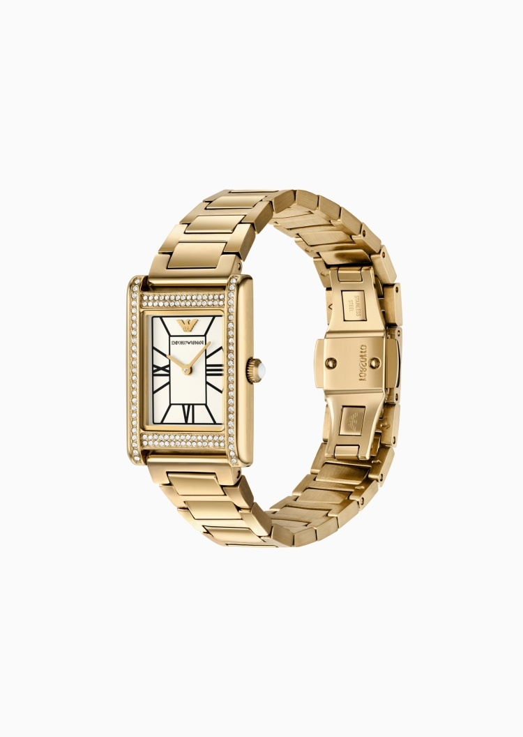 Emporio Armani 女士密镶小金表复古轻奢小方表石英手表腕表