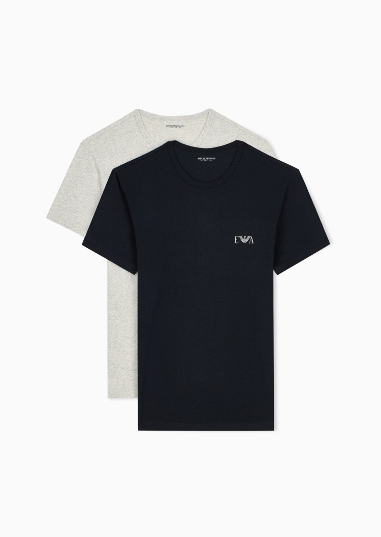 Emporio Armani 男士弹力短袖圆领两件装印花家居T恤套装