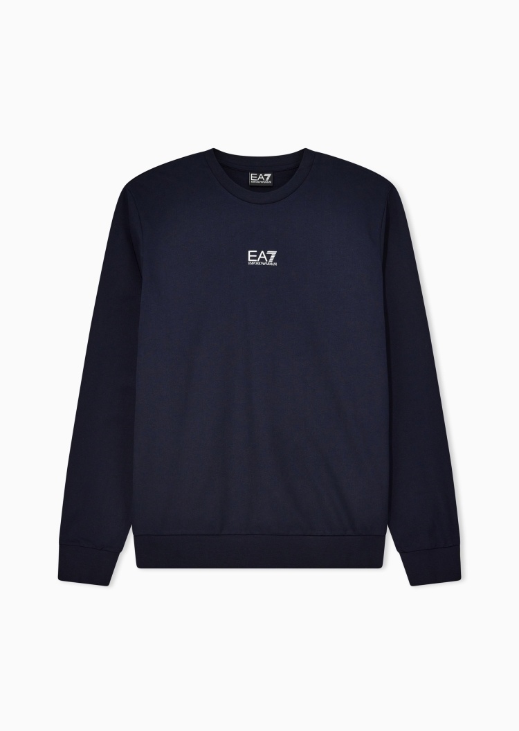 EA7 男士短款运动风合身毛圈重磅套头卫衣