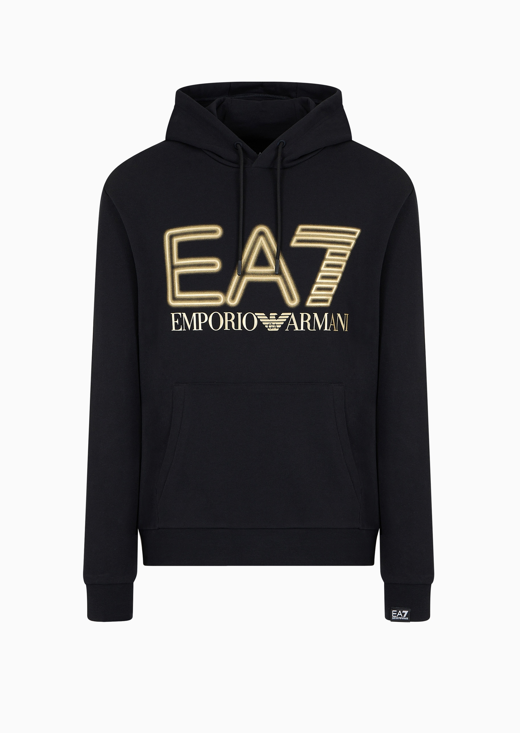 男士全棉合身长袖连帽套头袋鼠兜印花卫衣| 卫衣-男士| EA7®中国官网