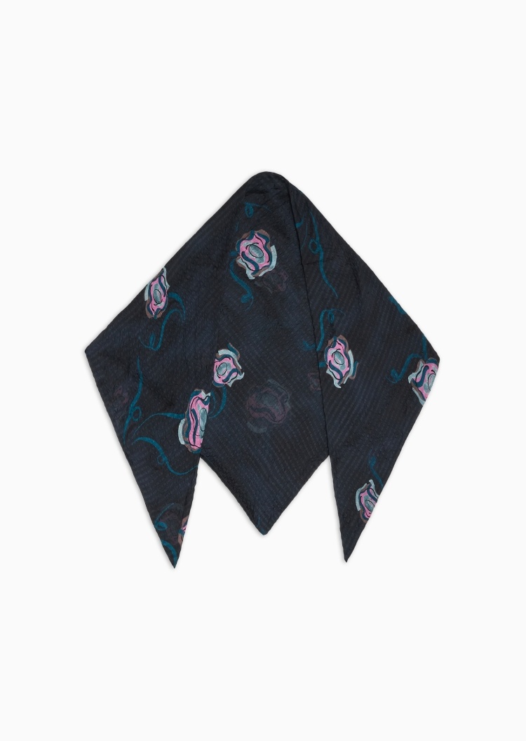 Giorgio Armani 女士桑蚕丝披肩式三角形撞色印花丝巾