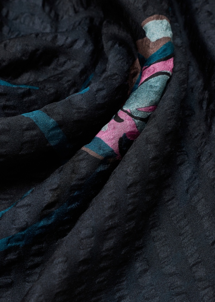 Giorgio Armani 女士桑蚕丝披肩式三角形撞色印花丝巾