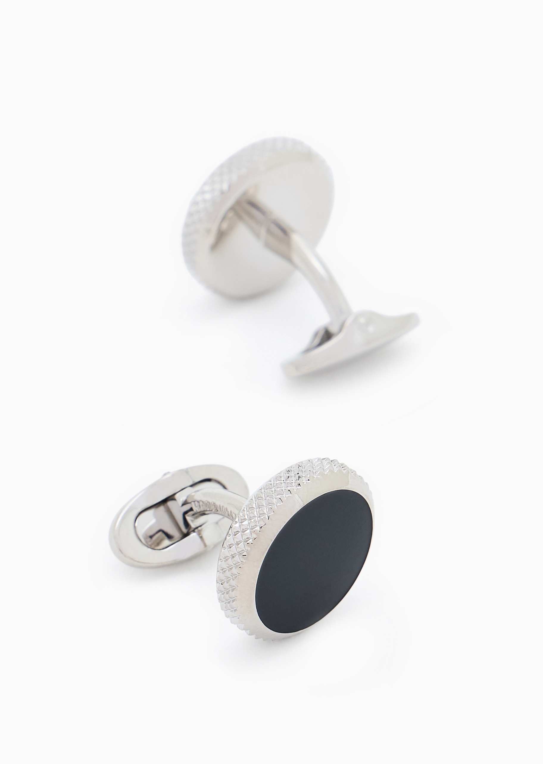 Giorgio Armani 男士银质圆形两只装彩色珐琅袖扣礼物