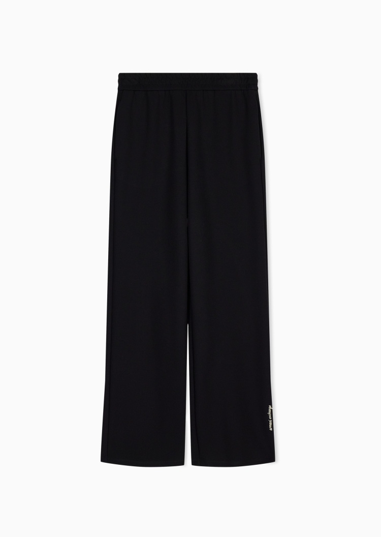 ARMANI EXCHANGE 女士弹力宽松长款阔腿刺绣休闲卫裤