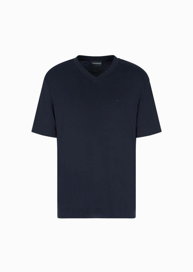 Emporio Armani 男士莫代尔弹力合身短袖V领T恤衫