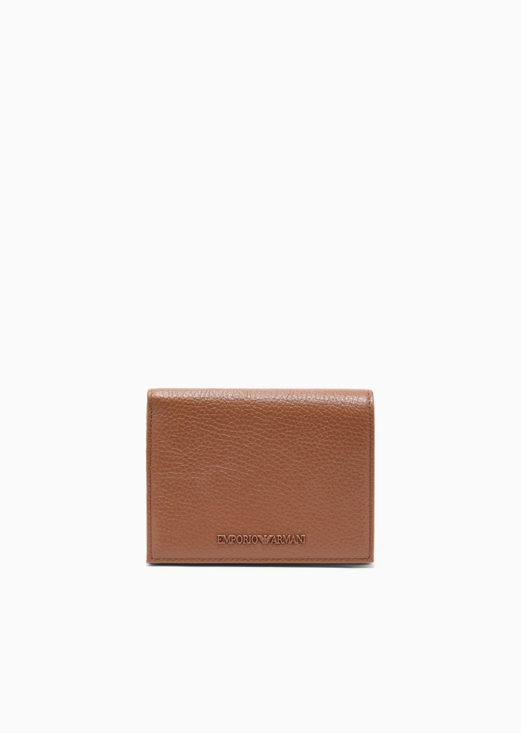 Emporio Armani 男士牛皮革按扣对折多卡位手拿钱包