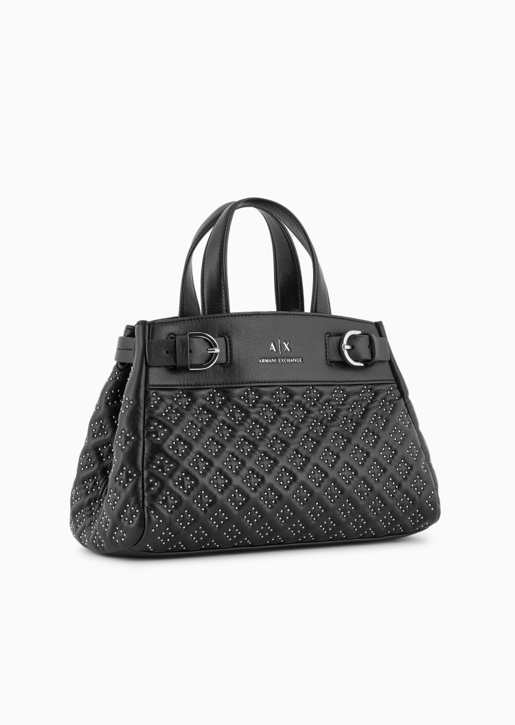 ARMANI EXCHANGE 女士小号可拆肩带铆钉装饰手提斜挎托特包