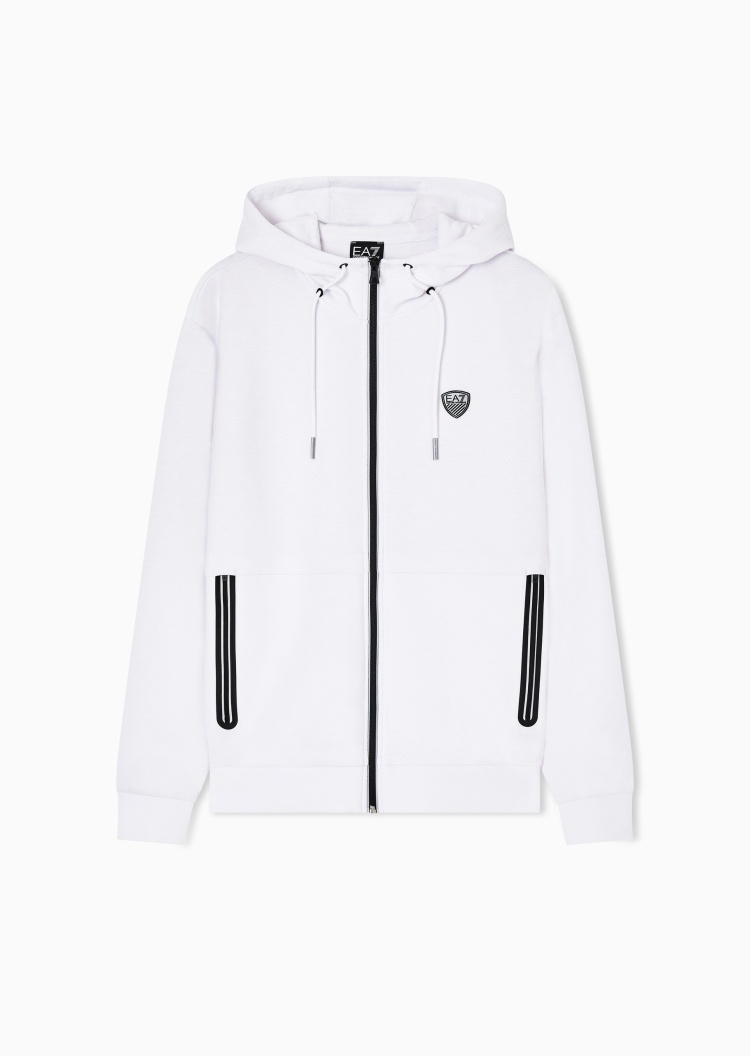 EA7 男士合身拉链开衫连帽针织卫衣夹克外套