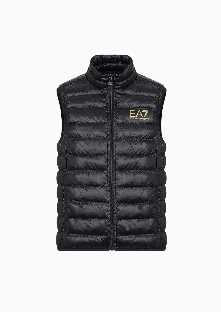 EA7 男女同款短款轻薄无袖立领户外休闲羽绒马甲