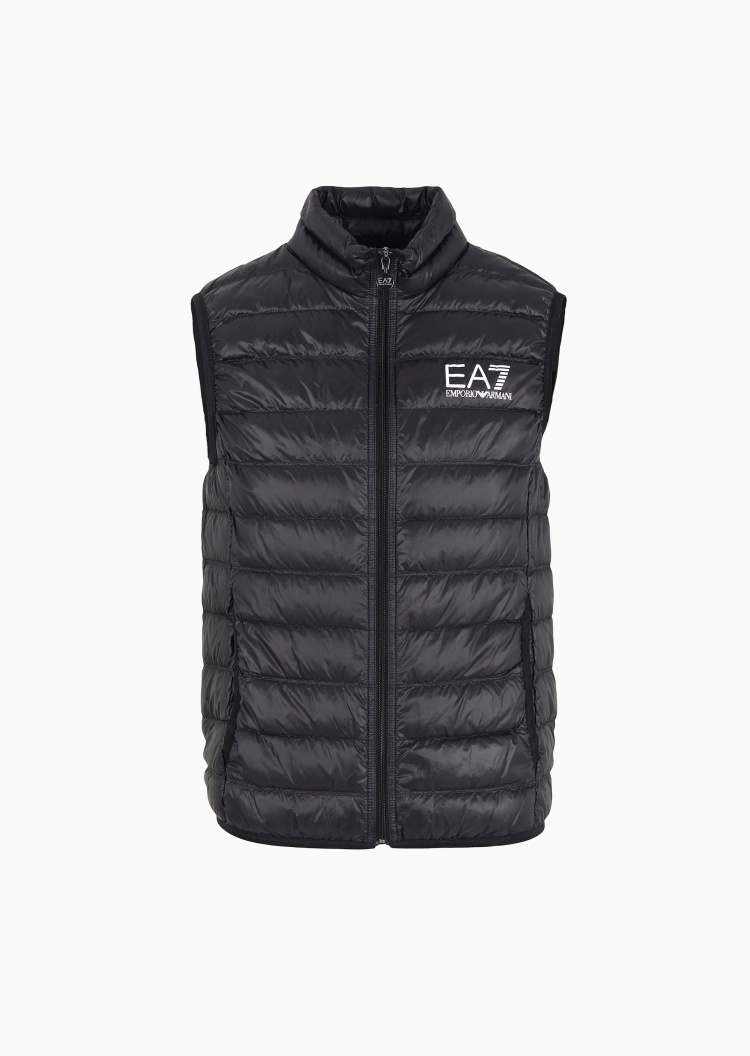 EA7 男女同款短款轻薄无袖立领户外休闲羽绒马甲