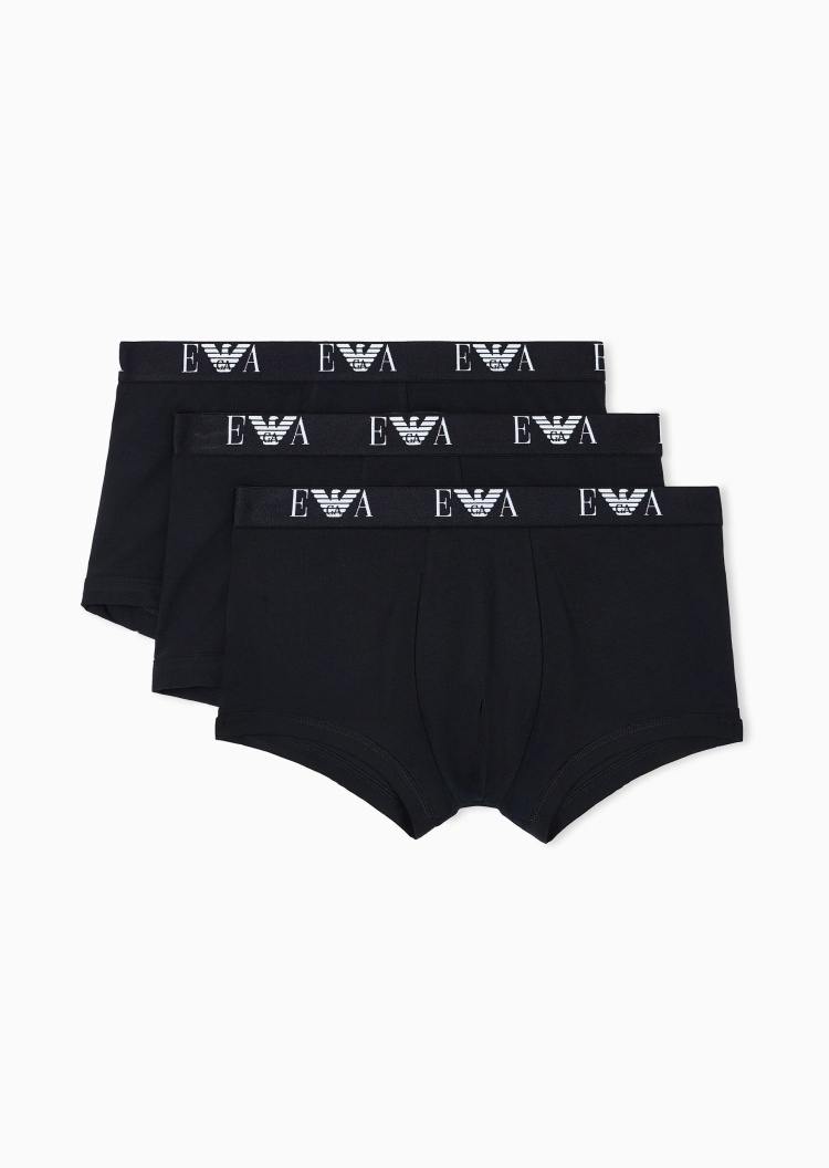 Emporio Armani 男士三条装纯棉弹力平角内裤套装轻奢礼物