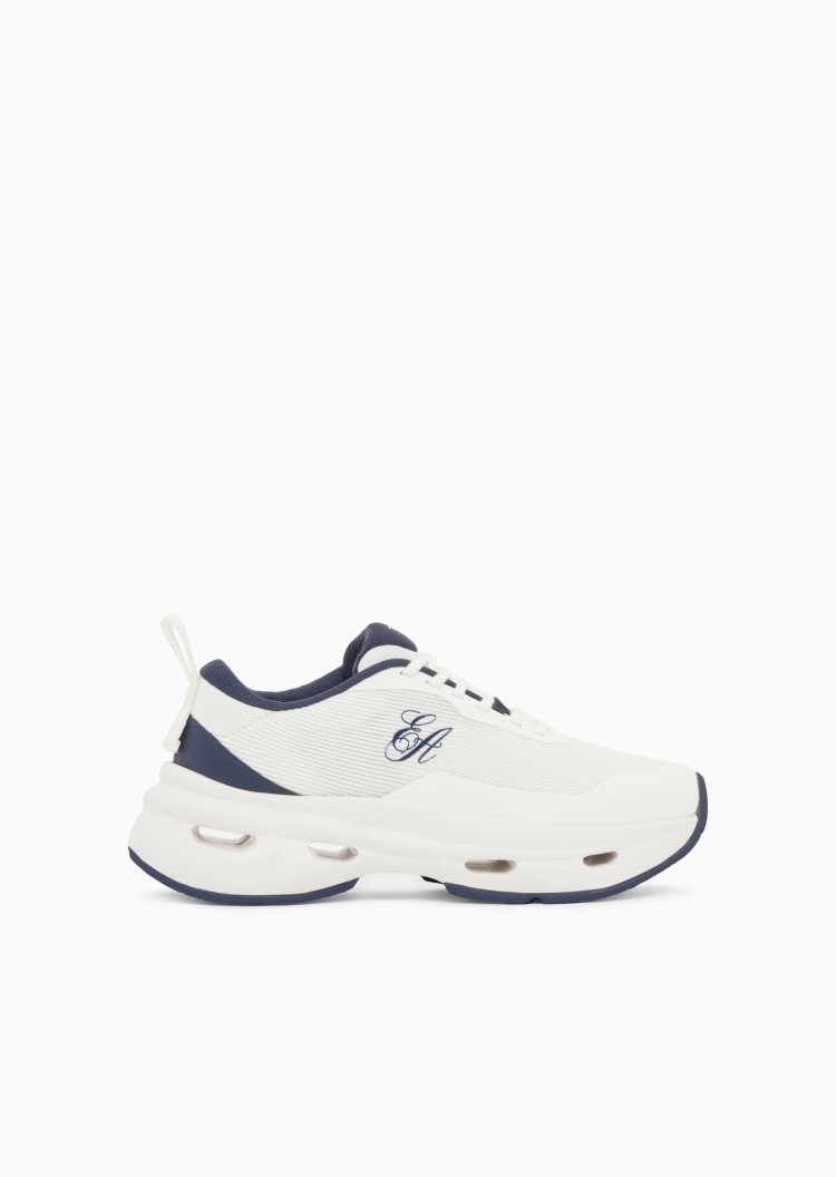 Emporio Armani 女士系带低帮厚底网面拼接休闲运动鞋