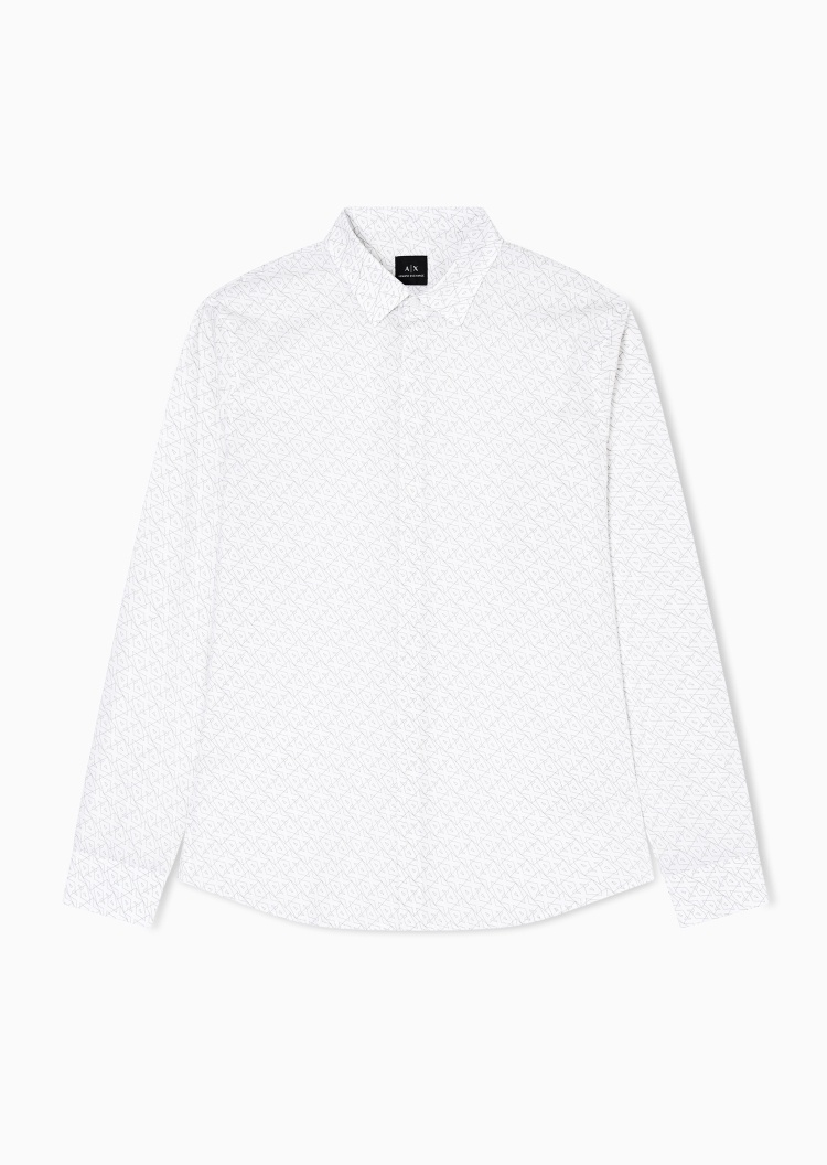 ARMANI EXCHANGE 男士印花人夫感纯棉长袖西装衬衫上衣