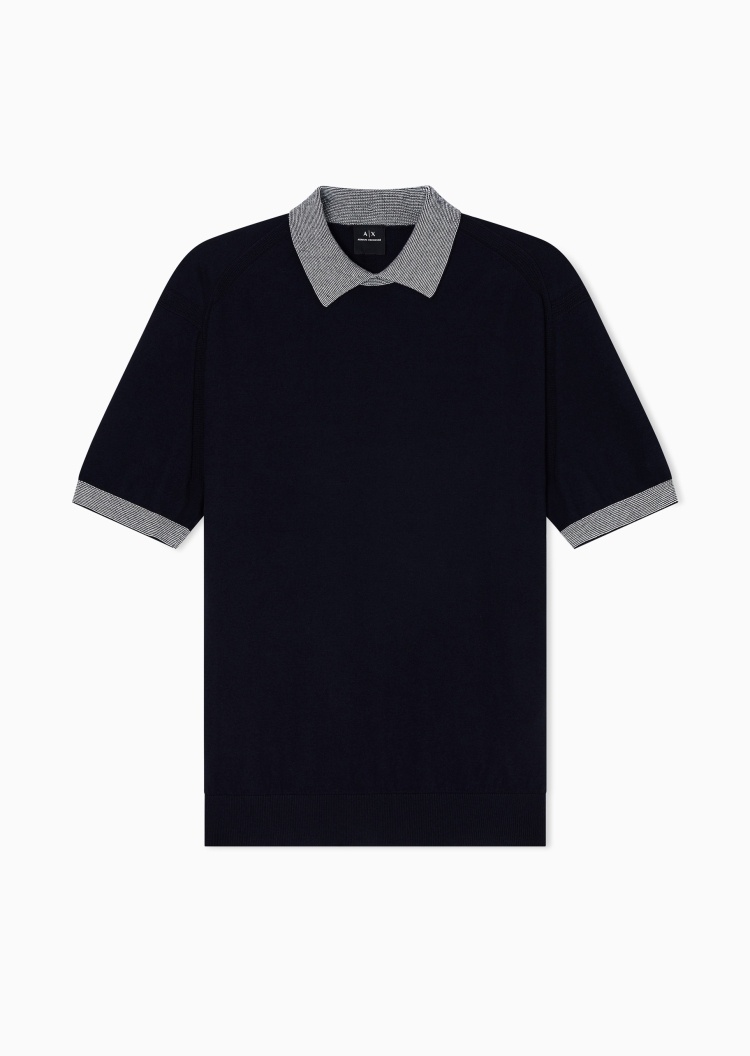 ARMANI EXCHANGE 男士全棉短袖翻领针织Polo衫