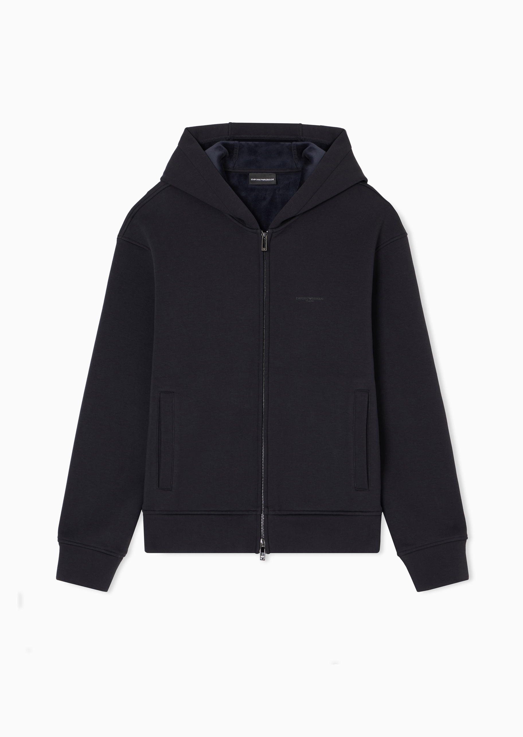 Emporio Armani 男士弹力宽松长袖连帽印花标识加绒卫衣外套