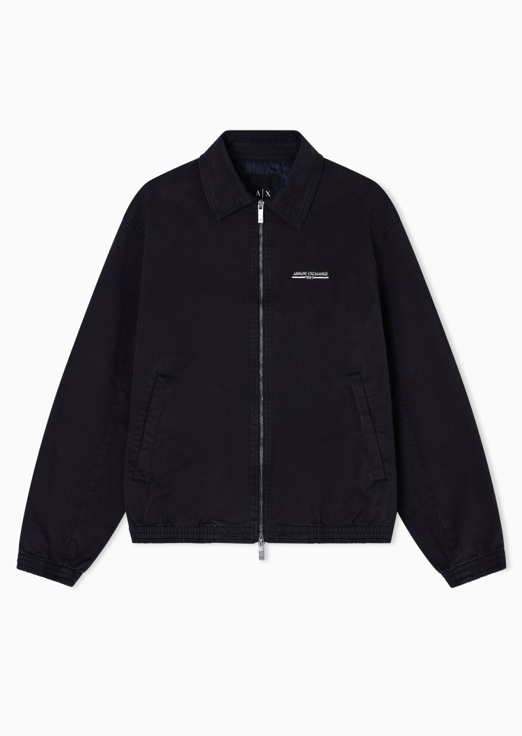 ARMANI EXCHANGE 男士纯棉长袖翻领刺绣标识拉链夹克