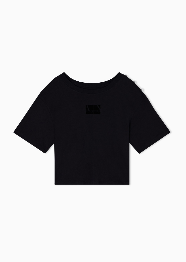 ARMANI EXCHANGE 女士全棉宽松短袖圆领创意标识纯色T恤