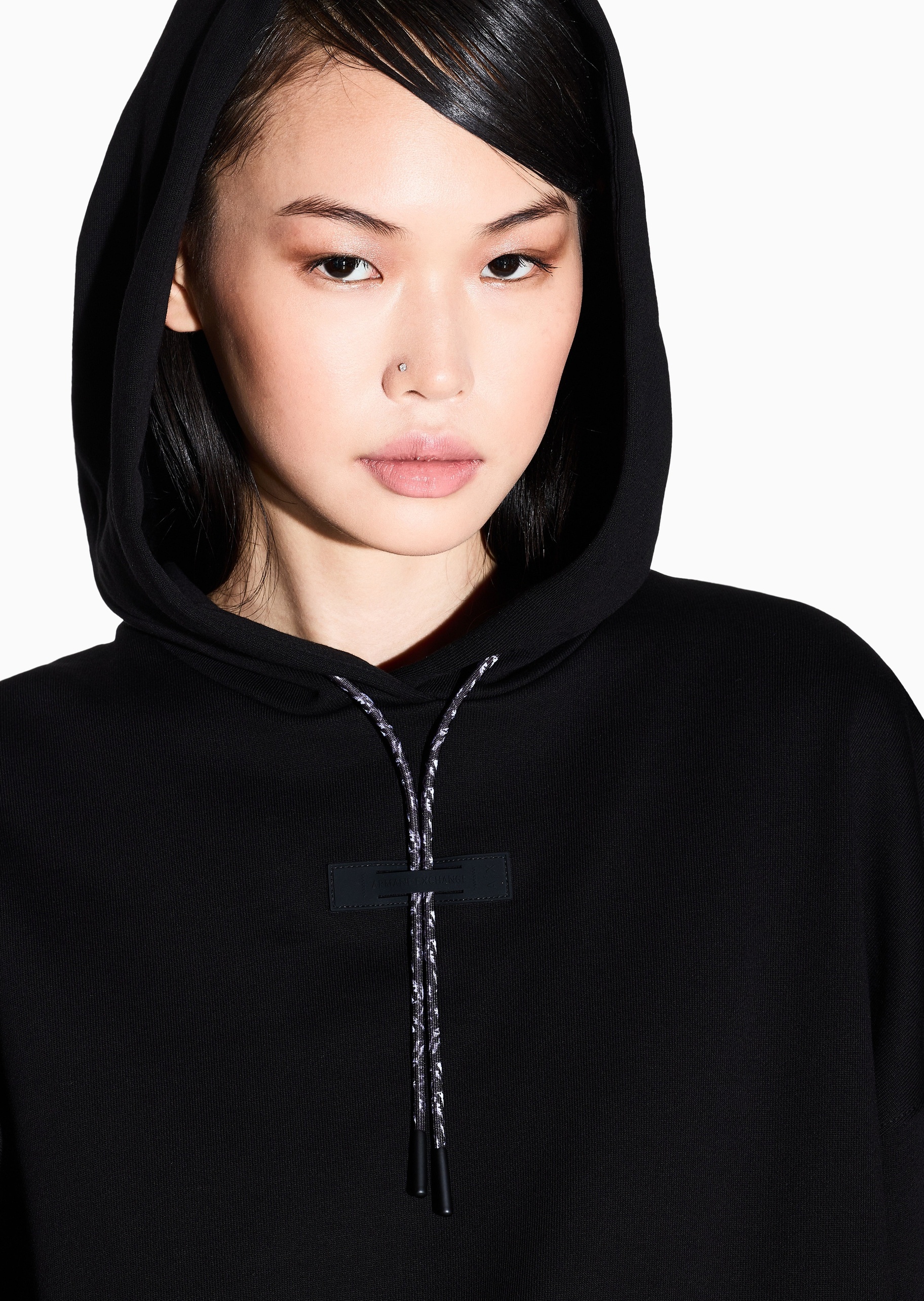 ARMANI EXCHANGE 女士全棉宽松长袖连帽落肩重磅套头卫衣