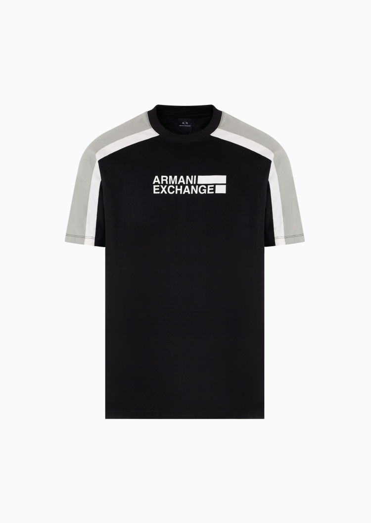 ARMANI EXCHANGE 男士全棉合身短袖圆领撞色针织T恤