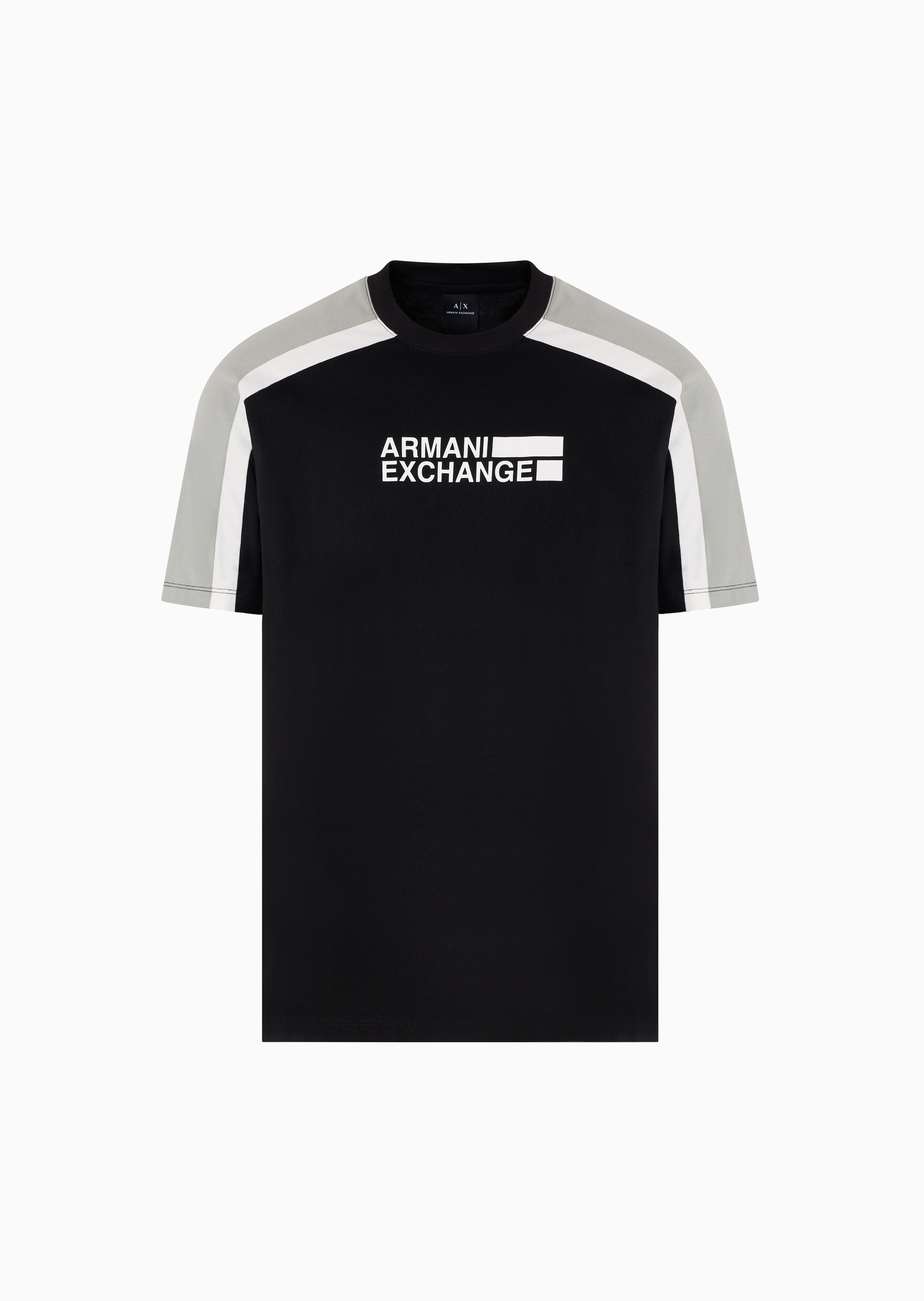 ARMANI EXCHANGE 男士纯棉合身短袖圆领撞色针织T恤
