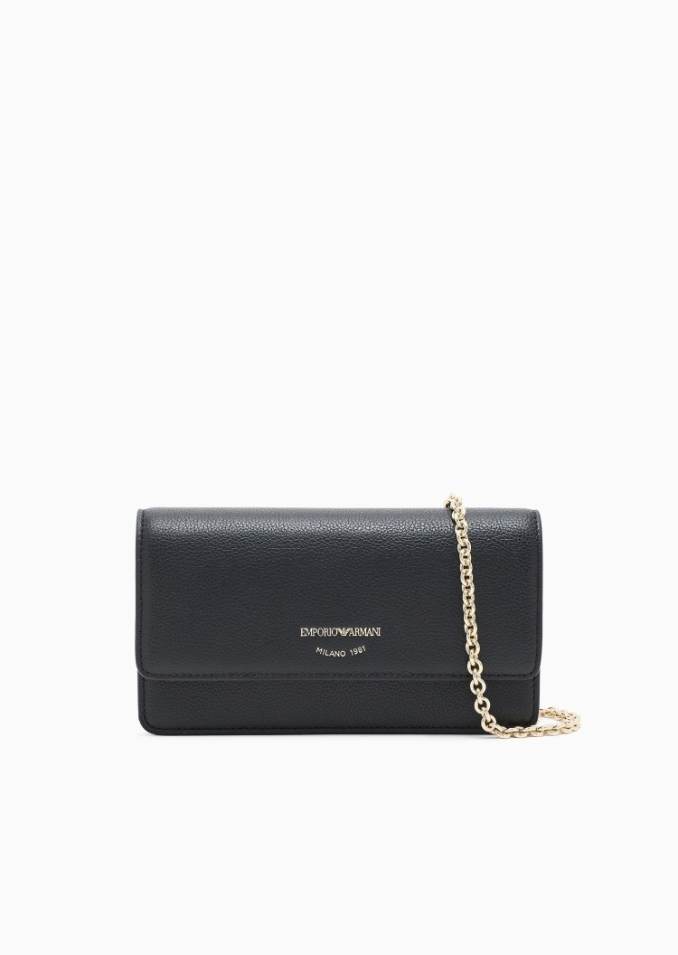Emporio Armani 女士牛皮革翻盖横款可拆链条斜挎单肩迷你包