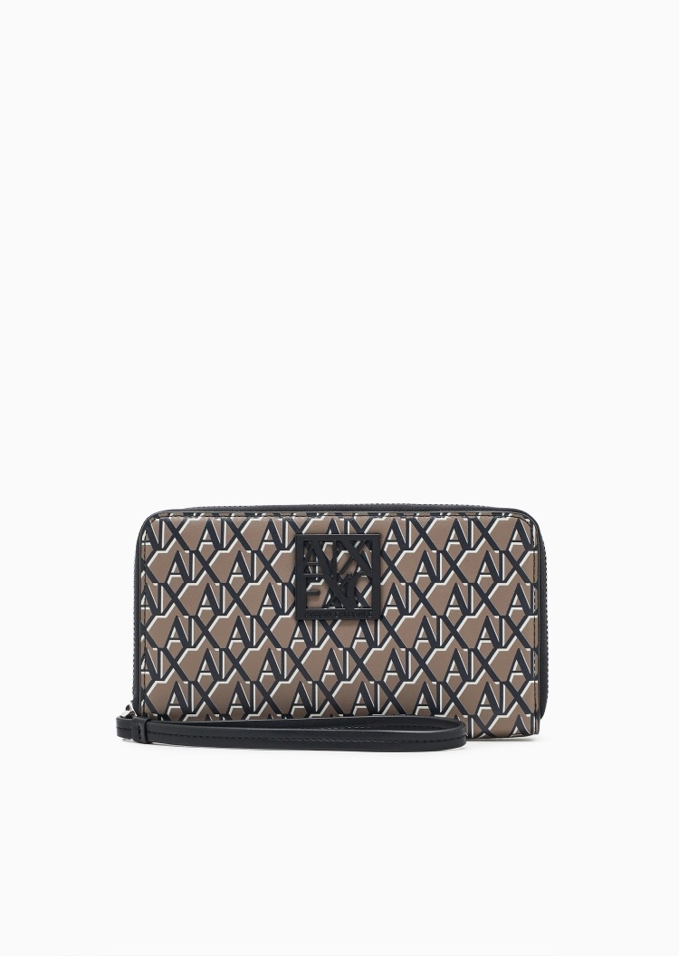 ARMANI EXCHANGE 女士拉链长款多卡位拉链内袋老花手拿钱包