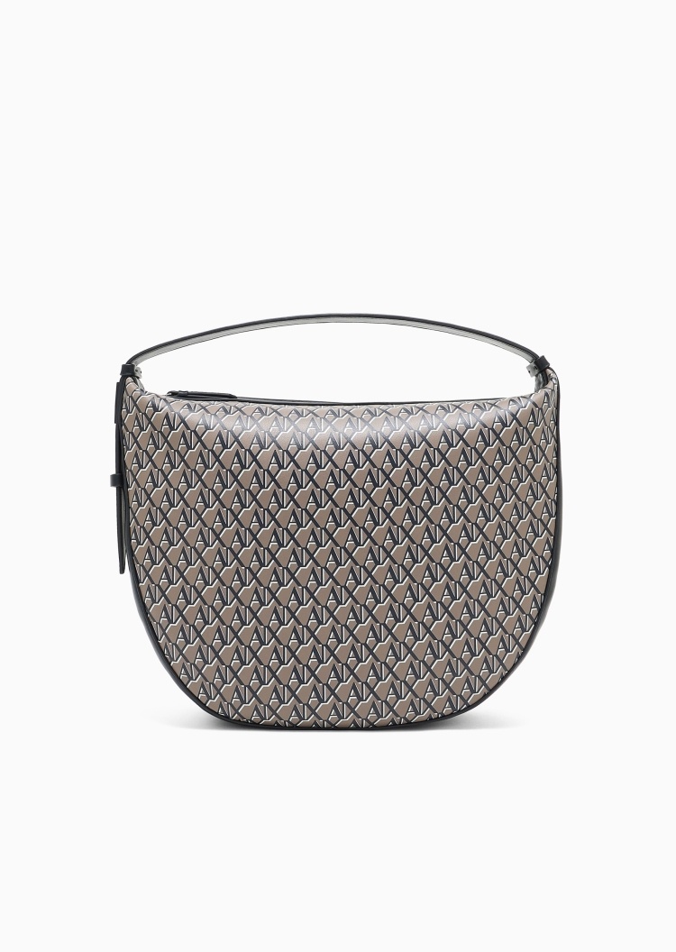 ARMANI EXCHANGE 女士拉链Hobo老花手提单肩包
