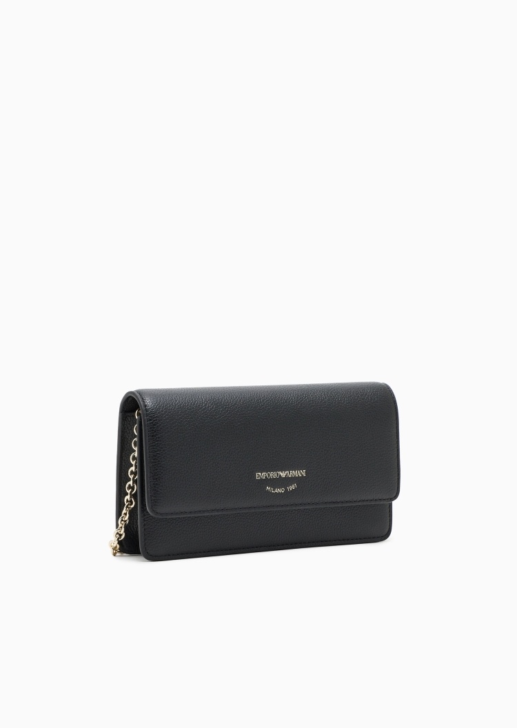 Emporio Armani 女士牛皮革翻盖横款可拆链条斜挎单肩迷你包