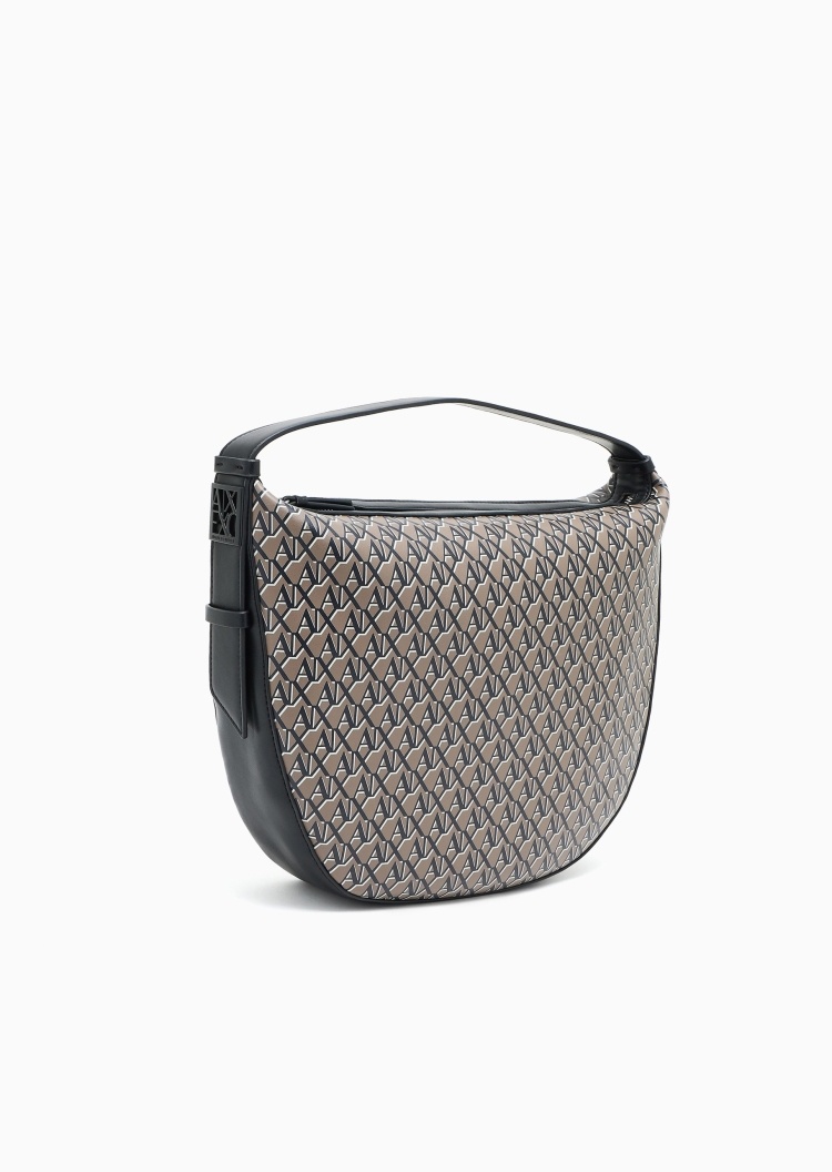 ARMANI EXCHANGE 女士拉链Hobo老花手提单肩包