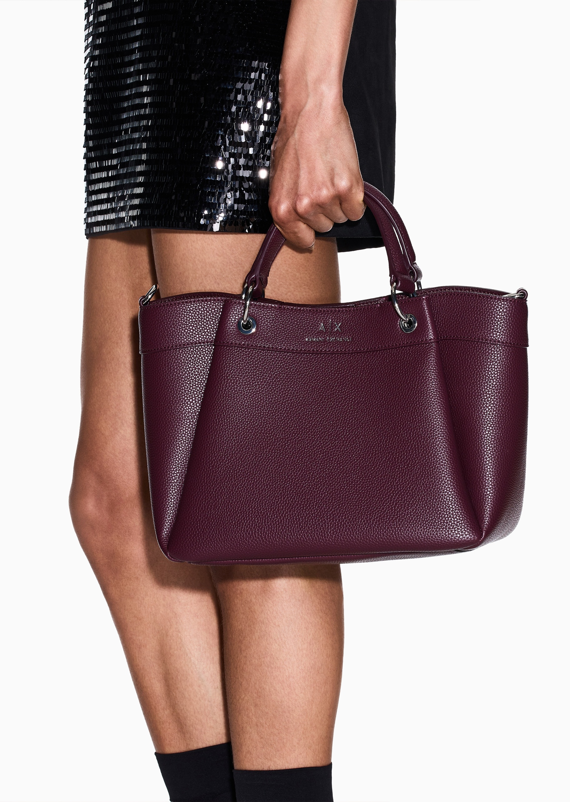 ARMANI EXCHANGE 女士中号磁扣可拆肩带手提斜挎托特包