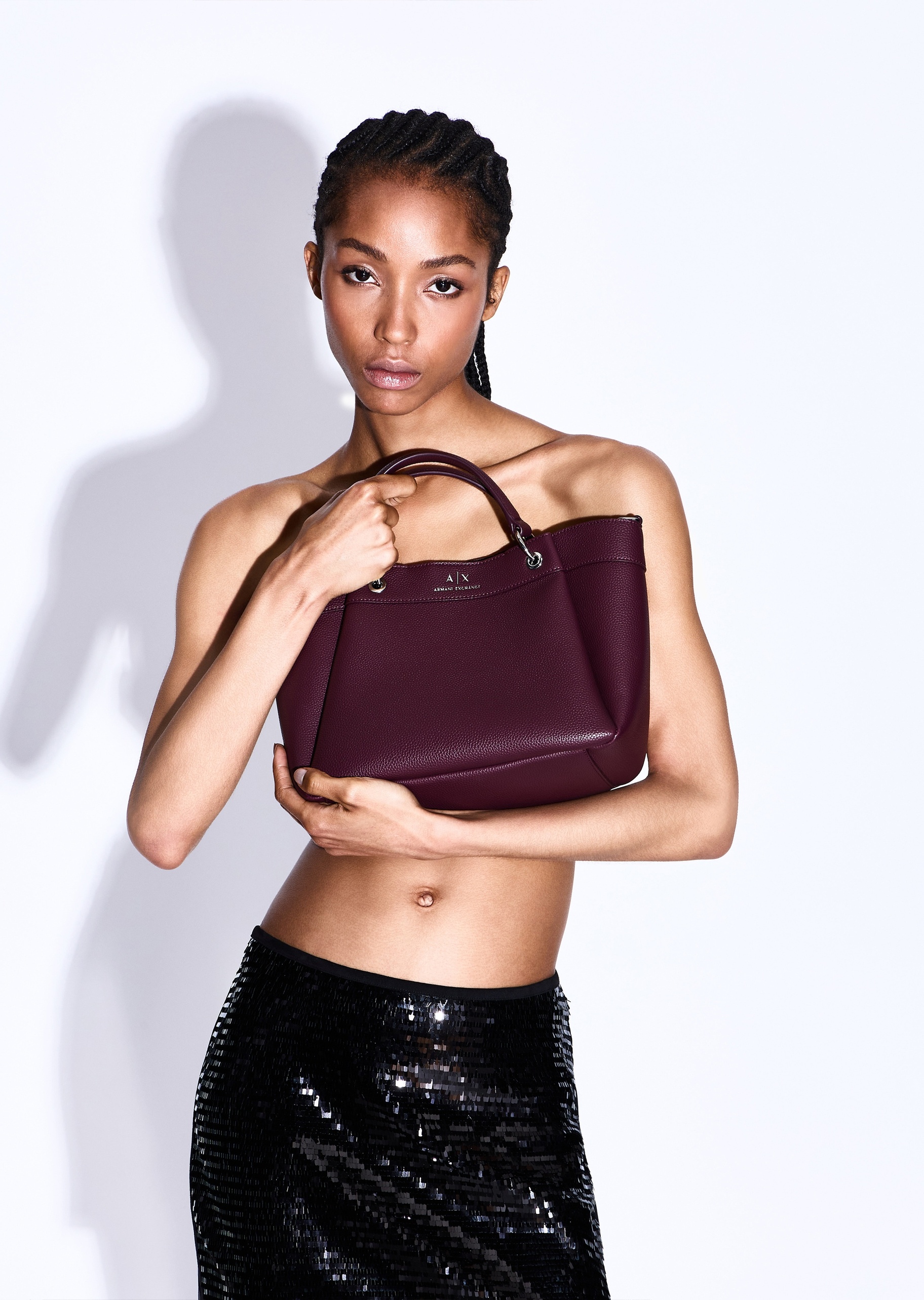 ARMANI EXCHANGE 女士中号磁扣可拆肩带手提斜挎托特包